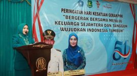 Foto. Nia Kurnia Fauzi Saat menyampaikan sambutan pada acara HKG PKK 2023