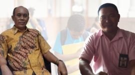 Foto.Ketua LSM LPK RI Manado Maykel Pusung (Kanan), Kepala Sekolah SMAN 1 Manado (Kiri) 