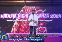 Foto. Bupati Sumenep, Achmad Fauzi Wongsojudo, SH., MH saat menyampaikan Sambutannya di Madura Night Vaganza 2024. 