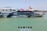 Foto. Kapal Cepat Express Bahari milik PT Pelayaran sakti Inti makmur Tiba di Sumenep Madura Jawa Timur. 