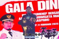 Foto. Dr H Achmad Fauzi Wongsojudo, SH.,MH saat Menyampaikan Sambutannya pada Acara Gala Dinner Bersama Asosiasi Pariwisata Madura (ASPRIM). 