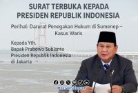 Foto. Surat Terbuka Kepada Bapak Presiden Republik Indonesia, Prabowo Subianto.