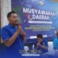 Foto. Ketua Terpilih, Khairul Umam S,Pd saat menyampaikan Sambutannya usai terpilih sebagai ketua DPD KNPI Sumenep, Selasa 9 September 2025.