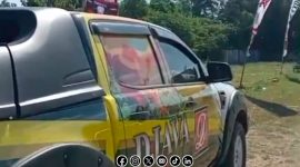 Foto. Mobil milik PT Empat Sekawan Mulia saat berada di lokasi kegiatan Karapan Sapi Piala Presiden cup 2025 di Sumenep