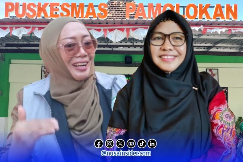 Foto. Drg Ellya Fardasah, M.Kes. Kepala Dinkes P2KB Sumenep (Kanan), Drg Novia Sri Wahyuni, M.Kes Kepala Puskesmas Pamolokan (Kiri). 