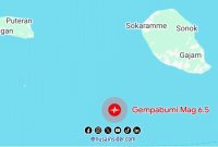 Foto. Titik Lokasi Gempa Bumi Malam Ini, 30 September 2025 dipantau Aplikasi Maps 