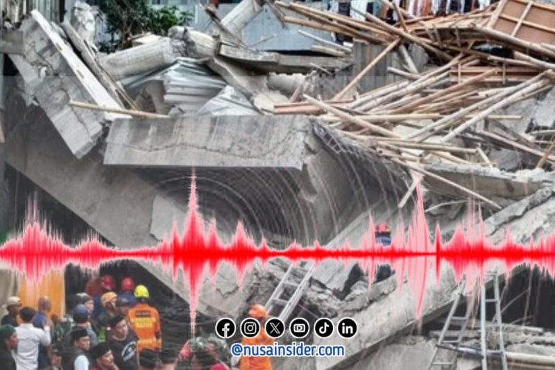 Foto. Ilustrasi Getaran Gempa dan Robohnya Bangunan Pondok Pesantren Al-Khoziny Buduran Sidoarjo