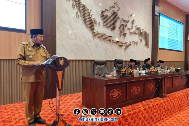 Foto. Bupati Sumenep, Dr H Achmad Fauzi Wongso judo, SH., MH saat menyampaikan Nota Keuangan Rancangan Anggaran Pendapatan dan Belanja Daerah (RAPBD) Tahun Anggaran 2026 dalam rapat paripurna bersama DPRD Kabupaten Sumenep, Jawa Timur.