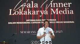 Foto. Anggono Ma Hendrawan, Kepala Perwakilan SKK Migas Jabanusa saat menyampaikan Sambutannya di momen Gala Dinner Bersama Media dan KKKS Jabanusa di Aula Hotel GUMAYA Semarang Jateng