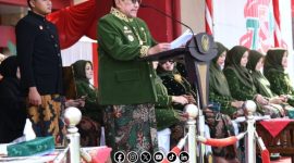 Foto. Wakil Bupati Sumenep, KH Imam Hasyim, SH.,MH saat menyampaikan sambutan di sela-sela Hari Jadi Sumenep ke-756 dengan Tema 'Ngopene Soengennep'. 