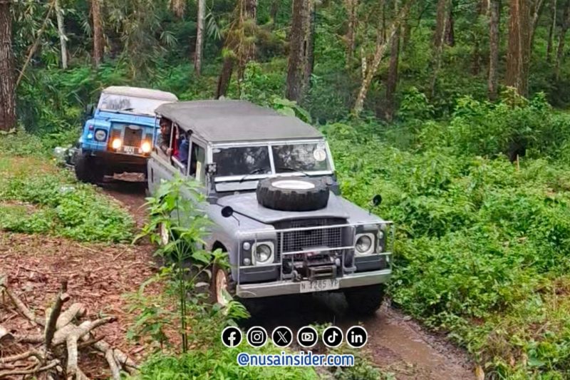 Foto. Armada Land Rover Series berwarna Abu-abu saat berada ditanjakan Licik dan Tikungan. 