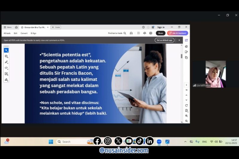 Foto. Dr Lia Istifhama, S.Sos.i., M.E.I saat mengisi Webinar Strategi Kepemimpinan. 