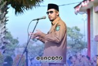 Foto. Bupati Sumenep, Achmad Fauzi Wongsojudo, SH.,MH saat menyampaikan sambutannya di sela-sela Upacara bersama ASN dilingkungan Pemkab setempat. 