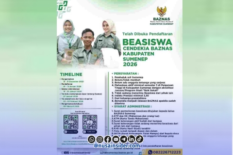 Foto. Flayer Beasiswa Cendekia 2026 Baznas Kabupaten Sumenep. 