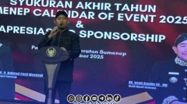 Foto. Sambutan Bupati Sumenep, Dr H Achmad Fauzi Wongsojudo, SH.,MH dalam momentum kegiatan Syukuran Akhir Tahun 2025 dan Apresiasi Sponsor (Rabu 24/12/2025) 