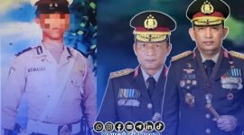 Foto. Kapolri Jenderal Polisi Drs. Listyo Sigit Prabowo, M.Si (Kanan), Kapolda Jatim Irjen Pol Drs. Nanang Avianto, M.Si (Samping kiri) dan Oknum Laka Lantas Polres Sumenep Homaidi (Kiri). 