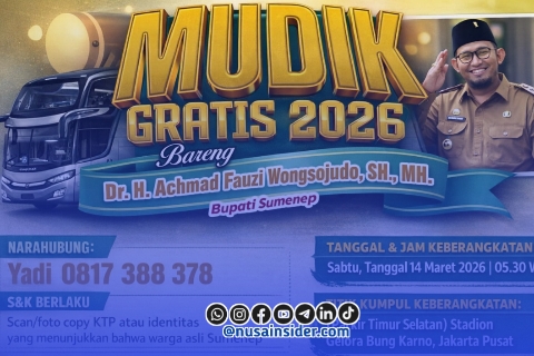 Foto. Flayer Mudik Gratis oleh Bupati Sumenep, Dr H Achmad Fauzi Wongsojudo