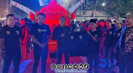 Foto bersama Pelepasan Patrol sahur On the Road oleh Disbudporapar, FKPPI dan Patots di depan Masjid Jamik setempat