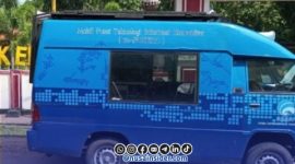 Foto. Mobil Pusling diskominfo Sumenep tampak di Jalan kecamatan Dungkek sumenep