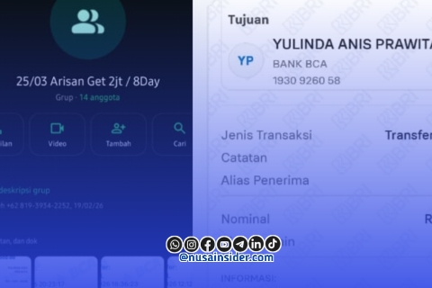Foto. Grup Whatsapp Arisan dan Bukti TF