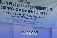 Foto. Papan Nama Alamat SPPG Yayasan Sosial Rumah Sejahtera Santri NU Ganding. 