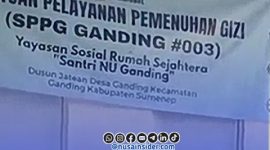 Foto. Papan Nama Alamat SPPG Yayasan Sosial Rumah Sejahtera Santri NU Ganding. 