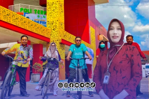 Foto. Direktur Rumah Sakit Umum Daerah (RSUD) Moh Anwar Sumenep, Dr Erliyati M.Kes saat bersama Pegawai setempat menggunakan Sepeda gunung