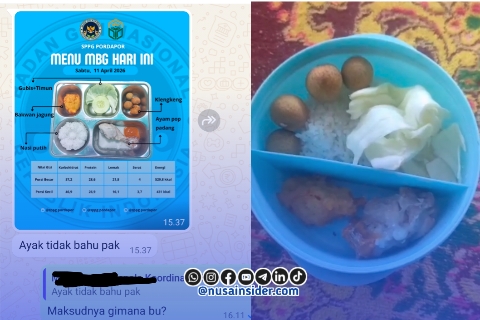 Foto. Bukti Chat Whatsapp Pewarta kepada Pihak Kepala SPPG Pordapor dengan Sajian Makanan Bergizi gratis (MBG) yang diduga Basi. 