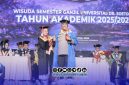 Foto. Aipda Purnomo saat memakai pakaian Magister di Universitas Dr Soetomo Surabaya. 