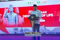 Foto. Ketua DPD KNPI Sumenep, Khairul Umam saat menyampaikan sambutannya dalam kegiatan Do'a sang Proklamator di pendopo agung keraton Setempat