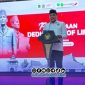 Foto. Ketua DPD KNPI Sumenep, Khairul Umam saat menyampaikan sambutannya dalam kegiatan Do'a sang Proklamator di pendopo agung keraton Setempat