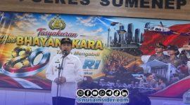 Foto. Bupati Sumenep Dr H Achmad Fauzi wongsojudo, SH.,MH saat Hadir ke Acara Hari Bhayangkara ke-80