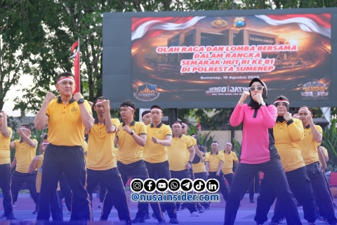 Foto. Olahraga dan Lomba dalam rangka menyambut kemerdekaan Republik Indonesia ke-81 di Mapolresta Sumenep