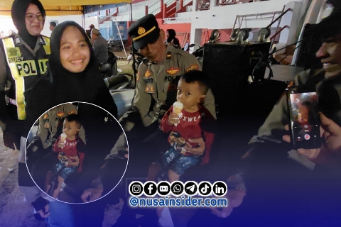 Foto. Tampak Wajah Anak Laki-laki (Malik) memakan Es Krim setelah lebih 40 menit hilang dari Pangkuan Kakaknya dalam Gelaran Madura culture Festival 4 2026