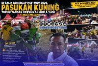 Foto. Kepala DLH Sumenep, Anwar Syahroni yusuf saat mendampingi Pasukan Kuning bersih-bersih Sampah Plastik usai Pagelaran Madura culture Festival #4 di GOR A Yani