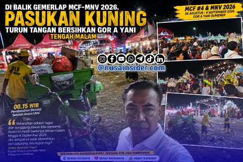 Foto. Kepala DLH Sumenep, Anwar Syahroni yusuf saat mendampingi Pasukan Kuning bersih-bersih Sampah Plastik usai Pagelaran Madura culture Festival #4 di GOR A Yani