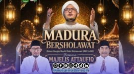 Foto. Flayer Madura Bershalawat Pemkab Sumenep bersama Majlis At-taufiq Sampang