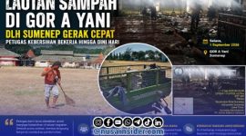 Foto. Petugas DLH Sumenep saat melakukan Sterilisasi sampah usai kegiatan Sumenep Bershalawat bersama PT Arinna Makmur Sejahtera dan Cinta Nabi 
