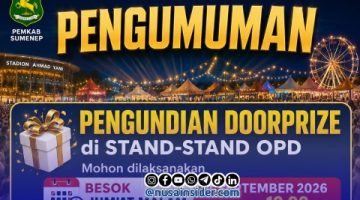 Foto. Pengumuman Pembongkaran Stan Pameran Pembangunan Madura Culture Festival #4 (MCF#4) 2026 di GOR A Yani Sumenep