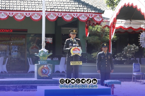 Foto. Dandim 0826/Pamekasan Letkol Kav Agus Wibowo Hendratmoko, S.H., M.Han., dalam Amanatnya di HUT Ke-81 TNI