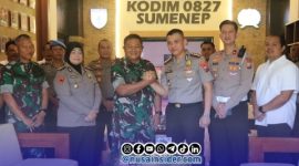 Foto. ke polresta SUMENEP bersama Anggotanya saat Memberikan kejutan kepada Dandim 0827/Sumenep dalam Momentum HUT ke-81 TNI di Makodim setempat
