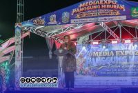 Foto. Kepala Diskominfo Jatim, Dr Sherlita Ratna Dewi Agustin saat menyampaikan Sambutannya di Pembukaan Media Expo 2026 di Sumenep